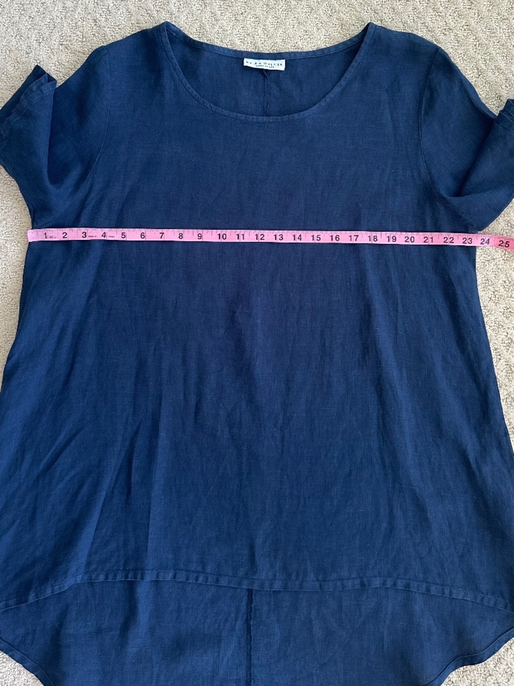 Bryn Walker Linen Hi-Low Tunic Top Navy Small Oversized Lagenlook Relaxed Summer - Picture 11 of 11